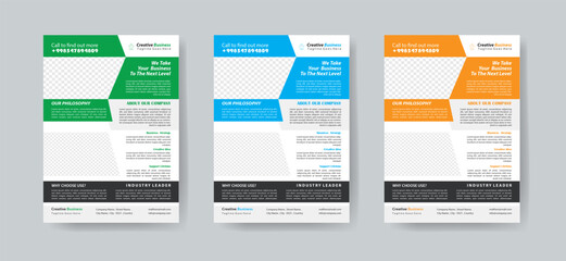 Business Leaflet Brochure Flyer Template Design Set. Corporate Flyer Template 