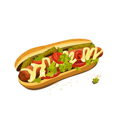 A beautiful illustration of a mouthwatering hot dog