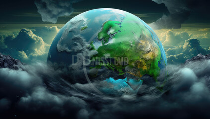 Earth day, little planet in space. climate change, global warming and the fragility of nature. green planet. Generative AI