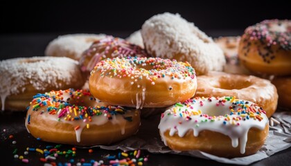 A centered shot of a dozen of donuts ai generative illustration