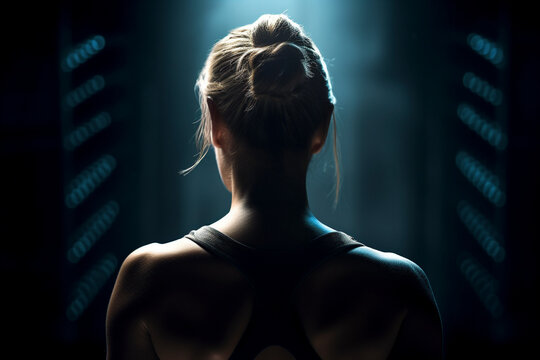 Ultra-Detailed Fitness: Back View of Athletic Woman in Soft Shadows and Professional Color Grading - Generative Ai