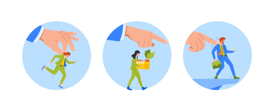 Isolated Round Icons, Business Reducing Personnel Is A Cost-cutting Strategy That Can Result In Increased Profitability Generative AI