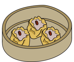 Dim sum illustration vector of Chinese food, Asian food Dim sum in Steamer