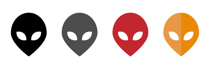 Alien head vector icons set