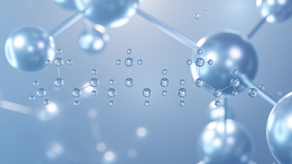 farnesol molecular structure 3d, flat model, sesquiterpene alcohol, structural chemical formula view from a microscope