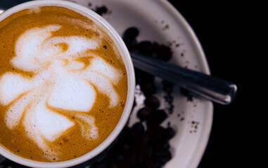 Art latte with beans