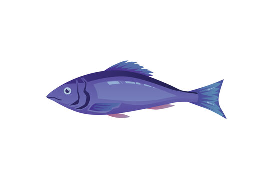 Herring or aleck food fish icon flat cartoon vector illustration isolated.