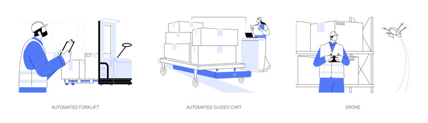 Fototapeta na wymiar Automated guided vehicles abstract concept vector illustrations.