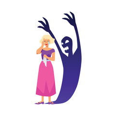 Persecution mania and mental health problems, flat vector illustration isolated.