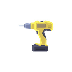 Drill power tool for construction and craft work vector illustration isolated.