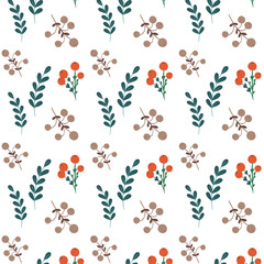 Berries and leaves floral botanical pattern