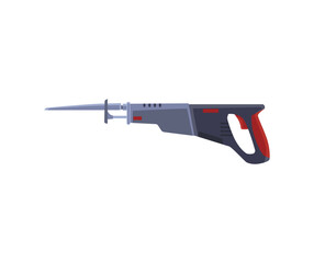 Dark power tool with red handle flat style, vector illustration