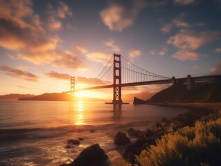 Fototapeta premium golden gate bridge at sunset