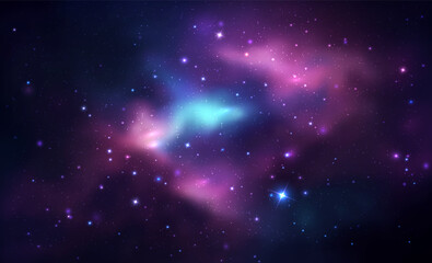 Obraz na płótnie Canvas Space vector background with realistic nebula and shining stars. Magic colorful galaxy with stardust