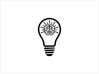 Brain in light bulb line icon. Light bulb and brain icon, outline vector sign,Brain in lightbulb icon logo vector illustration. Creative idea symbol template for graphic and web design.