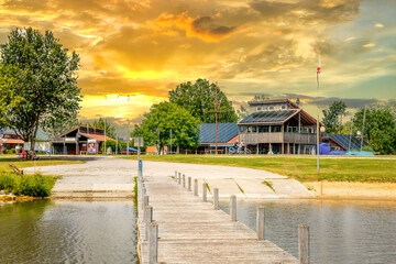 Obraz premium Panorama, Altmühlsee, Gunzenhausen, Deutschland 