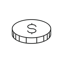 Coin vector icon. Casino coins sign. Casino chips icon. Money flat sign design. Illustration of coin line icon. Linear flat cent coin symbol pictogram. UX UI icon