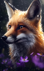 Majestic fox in a mystical forest setting, an enchanting image for wildlife and nature themes.
