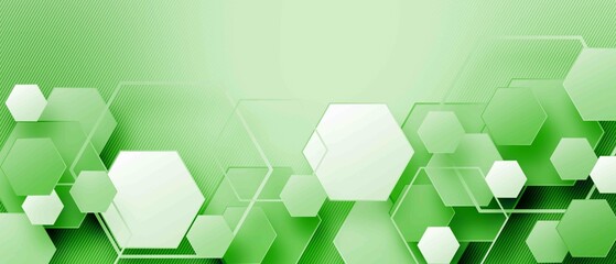 Abstract green hexagons repeating and futuristic technology concept background