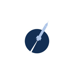 Rocket in circle icon concept logo design isolated on white background