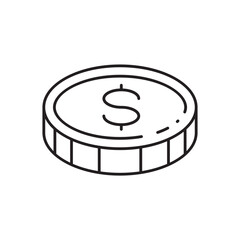 Coin vector icon. Casino coins sign. Casino chips icon. Money flat sign design. Illustration of coin line icon. Linear flat cent coin symbol pictogram. UX UI icon