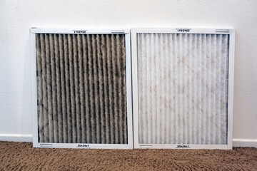 Comparison of clean and heater dirty air conditioning filters