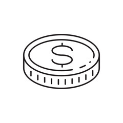 Coin vector icon. Casino coins sign. Casino chips icon. Money flat sign design. Illustration of coin line icon. Linear flat cent coin symbol pictogram. UX UI icon