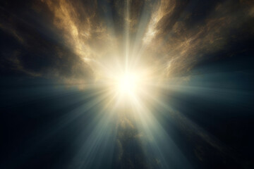 Obraz premium Religion and sacral concept. Abstract visualization of God light in clouds visualization. Generative AI