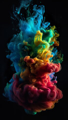 Abstract Colorful smoke on a black background
