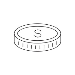 Coin vector icon. Casino coins sign. Casino chips icon. Money flat sign design. Illustration of coin line icon. Linear flat cent coin symbol pictogram. UX UI icon