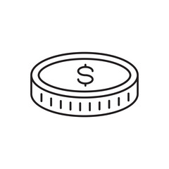 Coin vector icon. Casino coins sign. Casino chips icon. Money flat sign design. Illustration of coin line icon. Linear flat cent coin symbol pictogram. UX UI icon