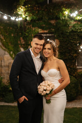 portrait of a young couple of bride and groom on their wedding day