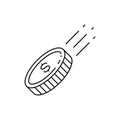 Coin vector icon. Casino coins sign. Casino chips icon. Money flat sign design. Illustration of coin line icon. Linear flat cent coin symbol pictogram. UX UI icon