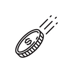 Coin vector icon. Casino coins sign. Casino chips icon. Money flat sign design. Illustration of coin line icon. Linear flat cent coin symbol pictogram. UX UI icon