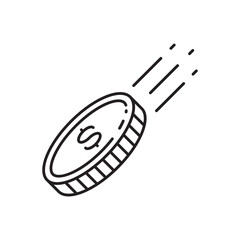 Coin vector icon. Casino coins sign. Casino chips icon. Money flat sign design. Illustration of coin line icon. Linear flat cent coin symbol pictogram. UX UI icon