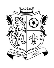 Emblème club ou association sportive équipe de football avec tigre royal. Icone sur fond transparent.