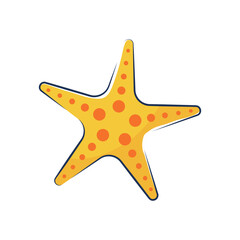 Sea star vector illustration in flat style. Undersea world. Inhabitants of the deep sea