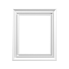 White minimalist photo frame on transparent background. PNG, ai