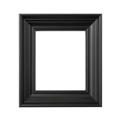 Black minimalist photo frame on transparent background. PNG, ai