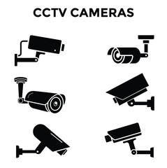 CCTV camera icons. Vector illustrations.