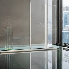 A shiny and gleaming texture with polished glass and mirrored surfaces1, Generative AI