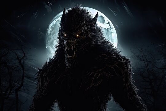 Scary werewolf at night, monster