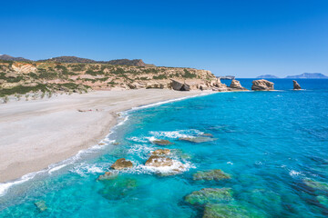 The beach of Triopetra with turquoise sea in Southern Crete, Greece