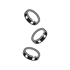 Coin vector icon. Casino coins sign. Casino chips icon. Money flat sign design. Illustration of coin line icon. Linear flat cent coin symbol pictogram. UX UI icon