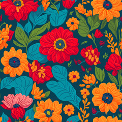 Seamless minimalist doodle floral pattern background. Small blossom wildflowers and plants in simple sketch flat manner. Boho style. For fashion design, fabric, textile, wrapping, web, card.