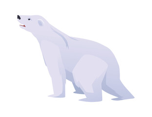 Polar white bear Arctic circle animal flat vector illustration isolated on white.