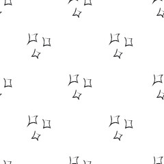 Doodle cosmic seamless pattern in childish style. Hand drawn abstract space stars. Black and white.