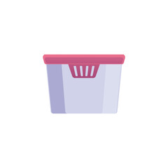 Empty plastic lunch box with lid, flat vector illustration isolated on white background.