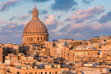 Fototapeta na wymiar Panoramic aerial view of Valletta, Sliema, Birgu in Malta island.