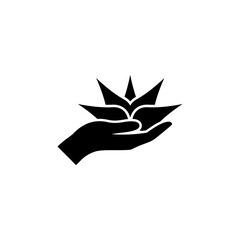 Obraz premium Lotus in hand icon isolated on transparent background